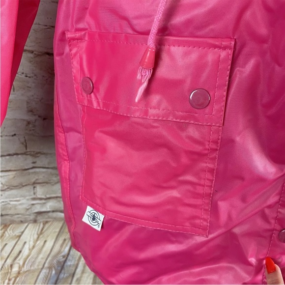 Vintage Charles River Pink Rain Coat Girls Fleece Lined Snaps Sz M 10-12 - Picture 6 of 6